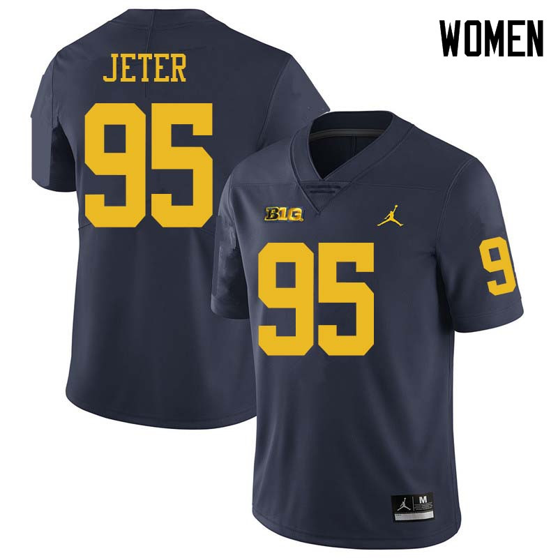 Jordan Brand Women #95 Donovan Jeter Michigan Wolverines College Football Jerseys Sale-Navy